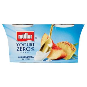 müller Yogurt Zero% Grassi Ananas&Pesca in Pezzi 2×125 g