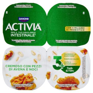 ACTIVIA Fibre Yogurt con Probiotico Bifidus, gusto Avena e Noci, 4x125g
