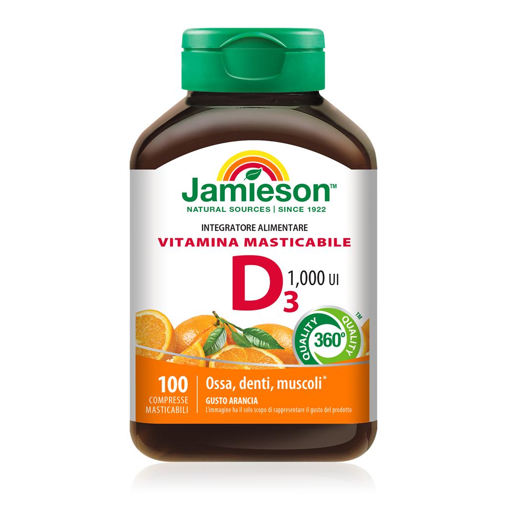 VITAMINA D3 1000 UI MASTICABILE ARANCIA 100 cpr – OUTLET<b>Scadenza febbraio 2026</b>
