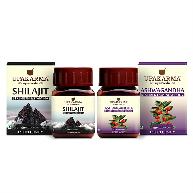 Upakarma | Combo – Shilajit Capsules & Ashwagandha Capsules (90 Capsules in Each Pack)