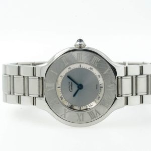 Cartier 21 Must de Cartier 28mm Quartz W10109T2 1340 Silver Dial 03/2002 12091U