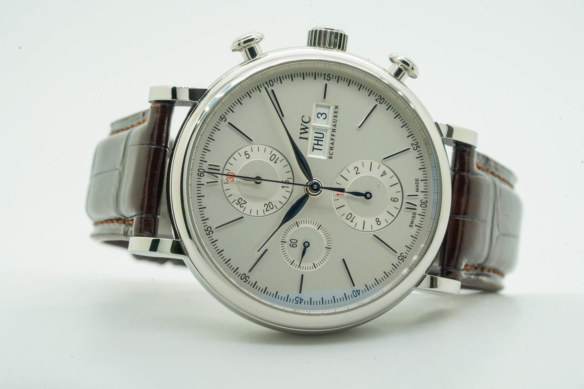 IWC Portofino Chronograph IW391027 IW 391027 42mm Silver Dial M - immagine 6